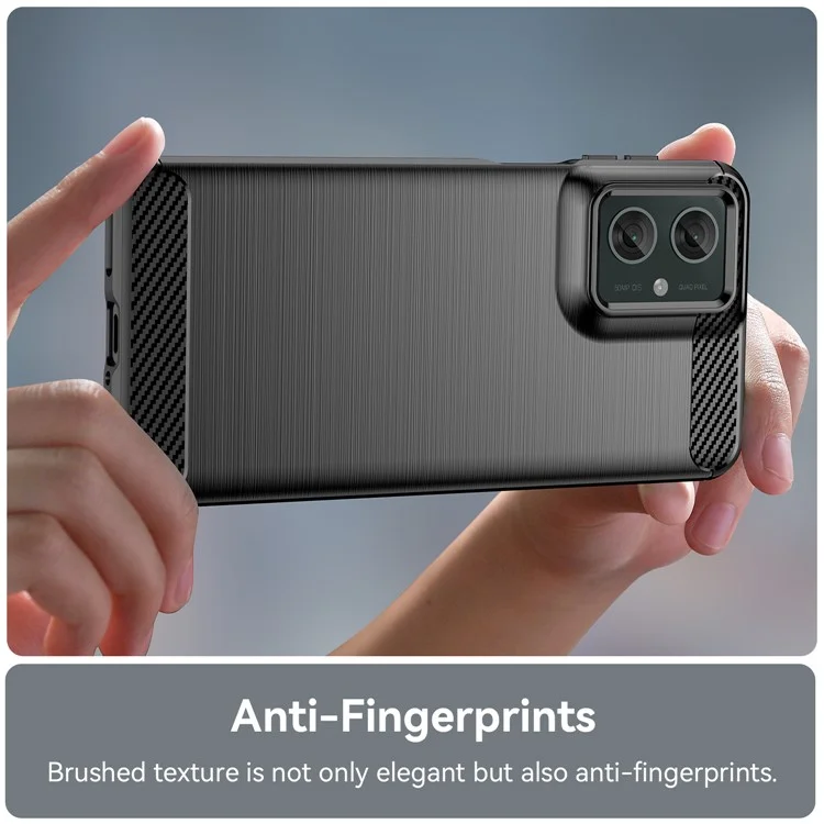 For Motorola Moto G55 5G Case Carbon Fiber Texture TPU Brushed Phone Cover - Black