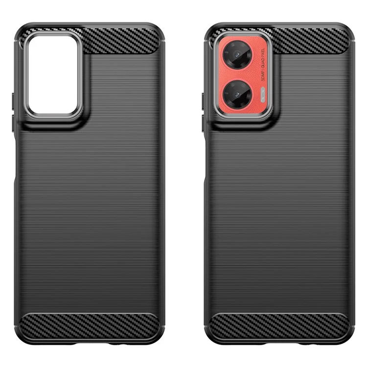 For Motorola Moto G35 5G Case Carbon Fiber Texture TPU Brushed Phone Cover - Black