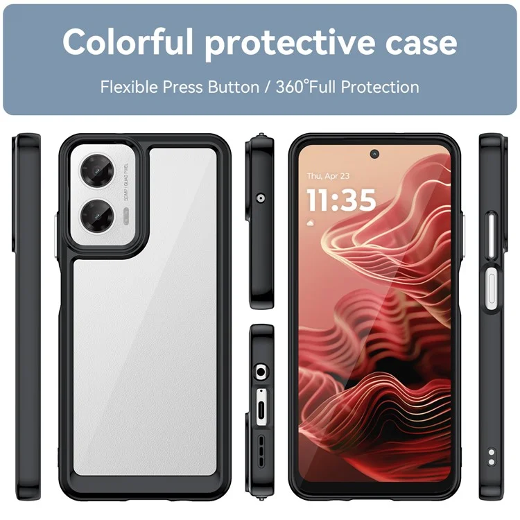 Pour Motorola Moto G35 5G Case TPU + Acrylic Protective Clear Phone Cover - Noir