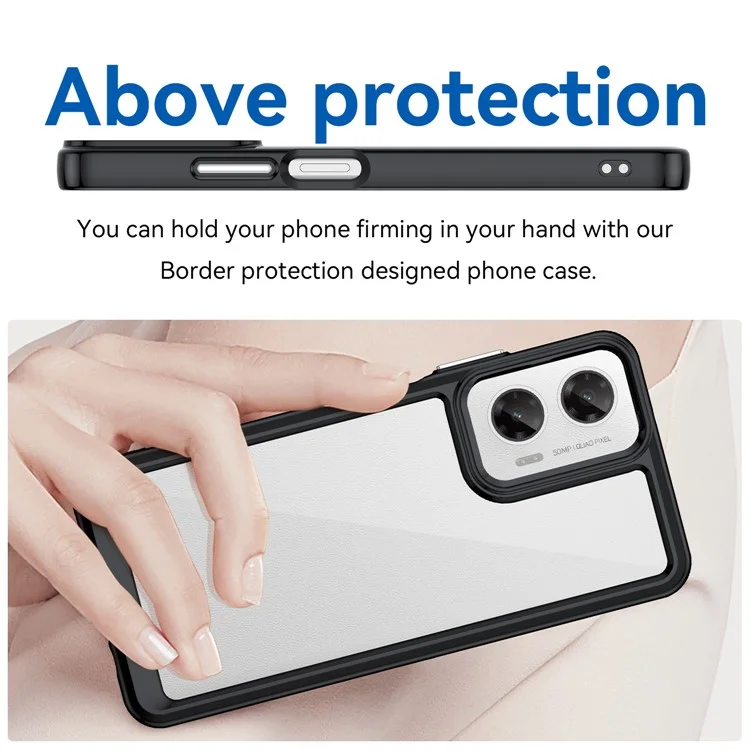 Pour Motorola Moto G35 5G Case TPU + Acrylic Protective Clear Phone Cover - Noir