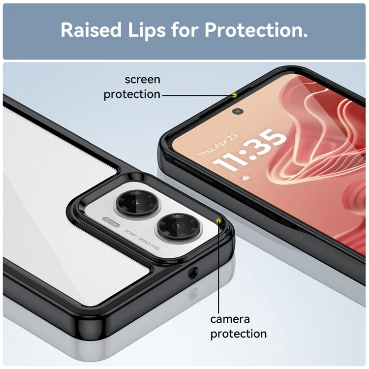 Pour Motorola Moto G35 5G Case TPU + Acrylic Protective Clear Phone Cover - Noir