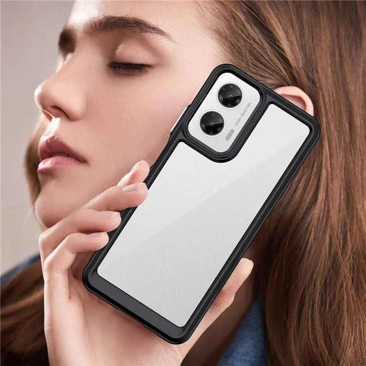 Pour Motorola Moto G35 5G Case TPU + Acrylic Protective Clear Phone Cover - Noir