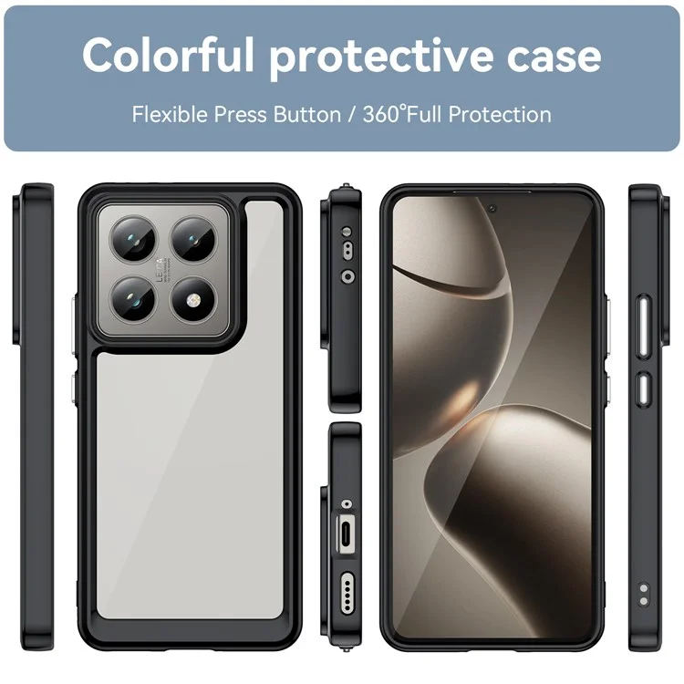 For Xiaomi 14T / 14T Pro Case TPU +Acrylic Protective Clear Phone Cover - Black