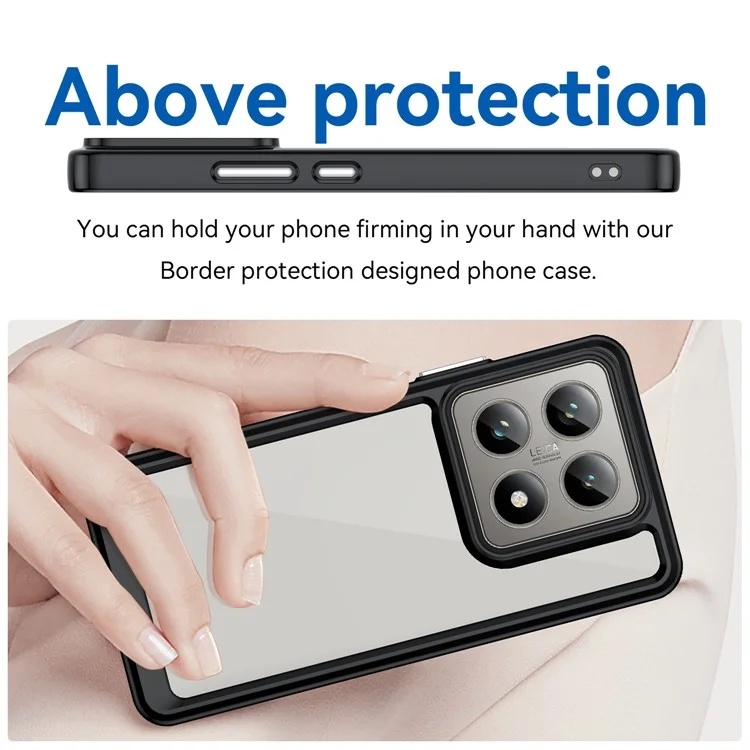 For Xiaomi 14T / 14T Pro Case TPU +Acrylic Protective Clear Phone Cover - Black
