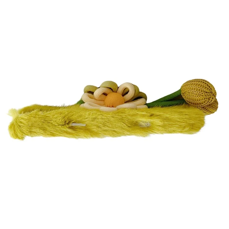 Per Iphone 16 Pro Case Due Fiori Decorazioni Flowers Outer Fluffy Plush TPU Copertura TPU - Verde