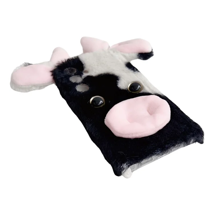 Для Samsung Galaxy S25 Case Fluffy Cilent Cow Winter Plush Inner Tpu Cay Phone Cople - Черный