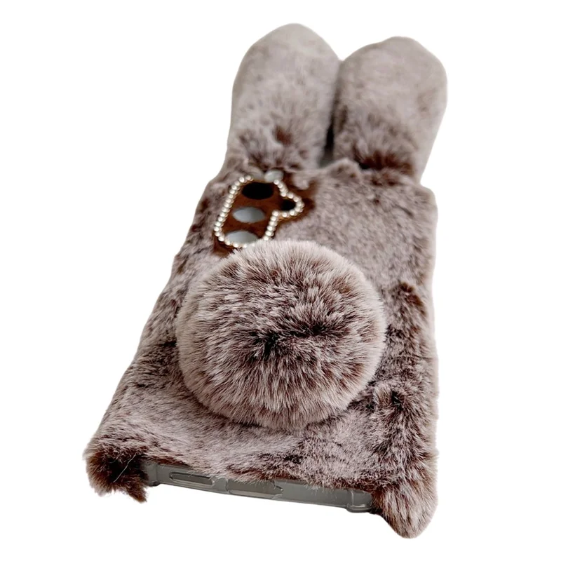For Samsung Galaxy S25 Case Plush Cute Bunny Winter Fluffy TPU Phone Cover - Grey