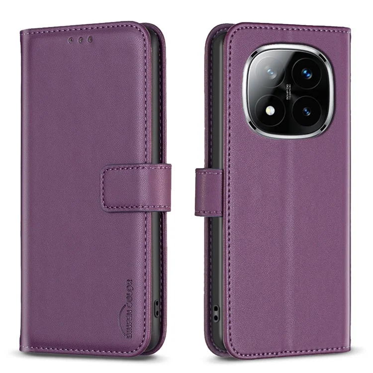 Binfen Color Bf17 Para Xiaomi Redmi Nota 14 Pro+ 5g / Nota 14 Pro 5G Case Carteira Follio Flip Cover - Roxo Escuro