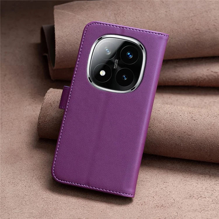 Binfen Color Bf17 Para Xiaomi Redmi Nota 14 Pro+ 5g / Nota 14 Pro 5G Case Carteira Follio Flip Cover - Roxo Escuro
