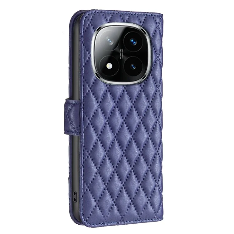 Binfen Color BF Style-14 Для Xiaomi Redmi Примечание 14 Pro+ 5g / Примечание 14 Pro 5G Case Rhombus Phone Leather Cover Stand - Синий