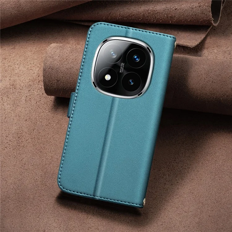 Binfen Color BF34 Для Xiaomi Redmi Note 14 Pro+ 5g / Примечание 14 Pro 5g Кожаная Корпуса Кошелька Квадратная Сетка. - Зеленый