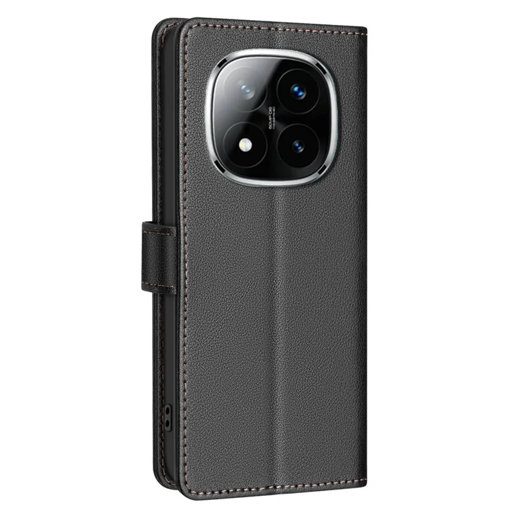 BINFEN COLOR BF32 Для Xiaomi Redmi Note 14 Pro+ 5G / Note 14 Pro 5G Чехол-кошелёк из кожи с блокировкой RFID Чехол для телефона - Чёрный