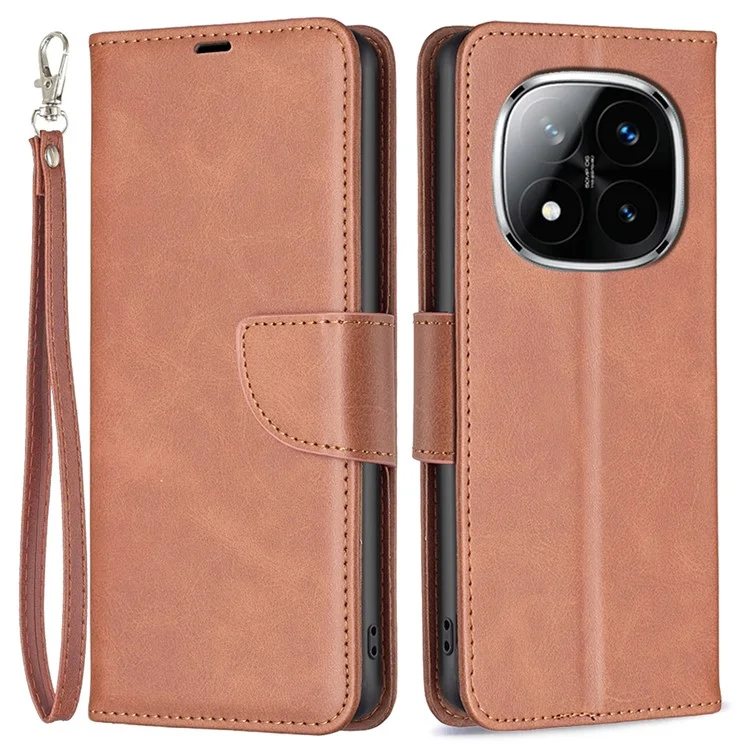 For Xiaomi Redmi Note 14 Pro+ 5G / Note 14 Pro 5G / Poco X7 5G Case Shockproof PU Leather Cover with Wallet Card Slots - Brown