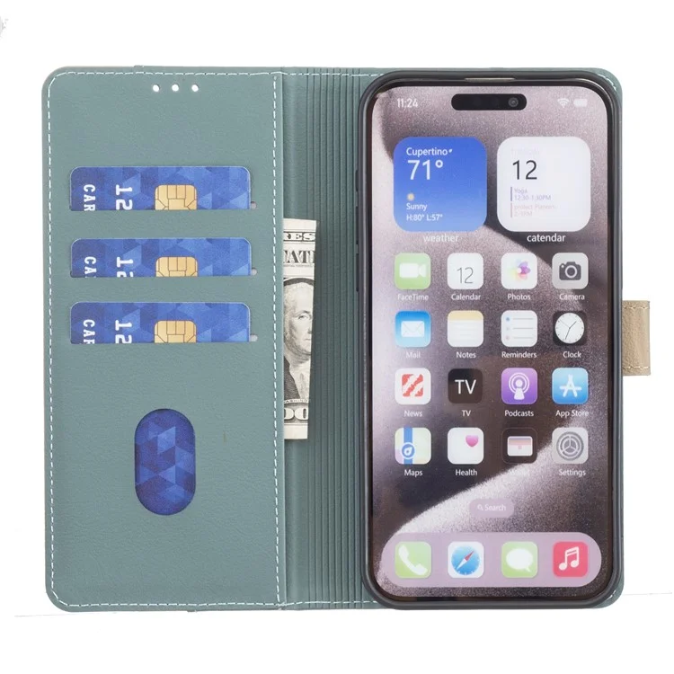 Binfen Color BF33 Case Per Xiaomi Redmi Nota 14 Pro+ 5G / Nota 14 Pro 5G in Pelle Splicing Color Blocking RFID - Verde