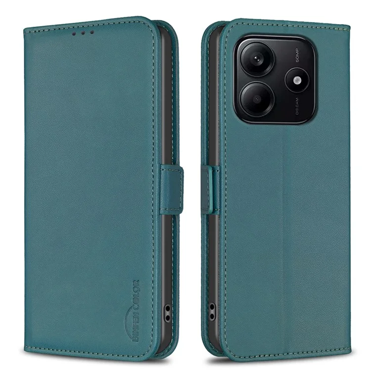 Binfen Color BF31 Para Xiaomi Redmi Nota 14 5G Case PU Folio de Cuero Folio Tapa de la Billetera - Verde
