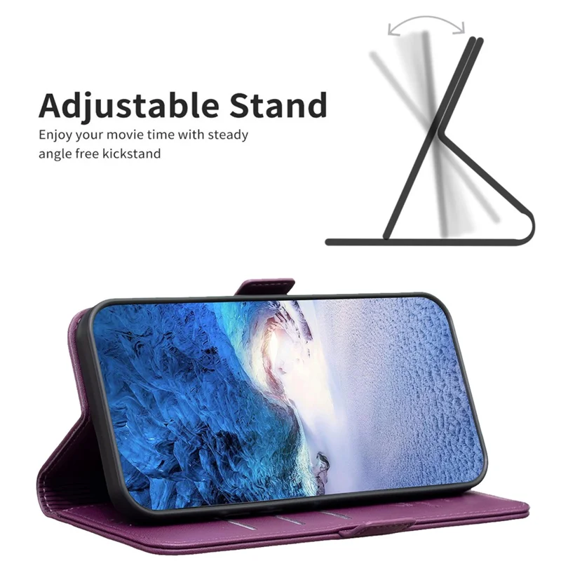 BINFEN COLOR BF31 For Xiaomi Redmi Note 14 5G Case PU Leather Flip Folio Phone Wallet Cover - Dark Purple