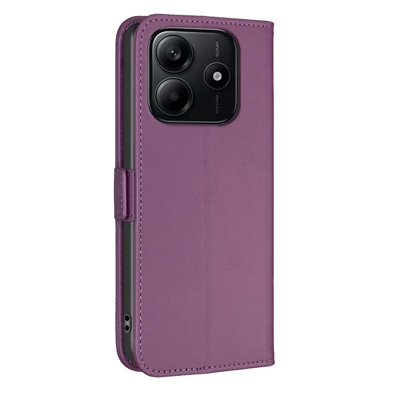 BINFEN COLOR BF31 For Xiaomi Redmi Note 14 5G Case PU Leather Flip Folio Phone Wallet Cover - Dark Purple
