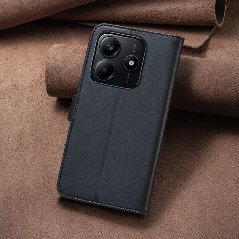 For Xiaomi Redmi Note 14 5G Case Clover Pattern Wallet Stand View Leather Phone Cover - Black