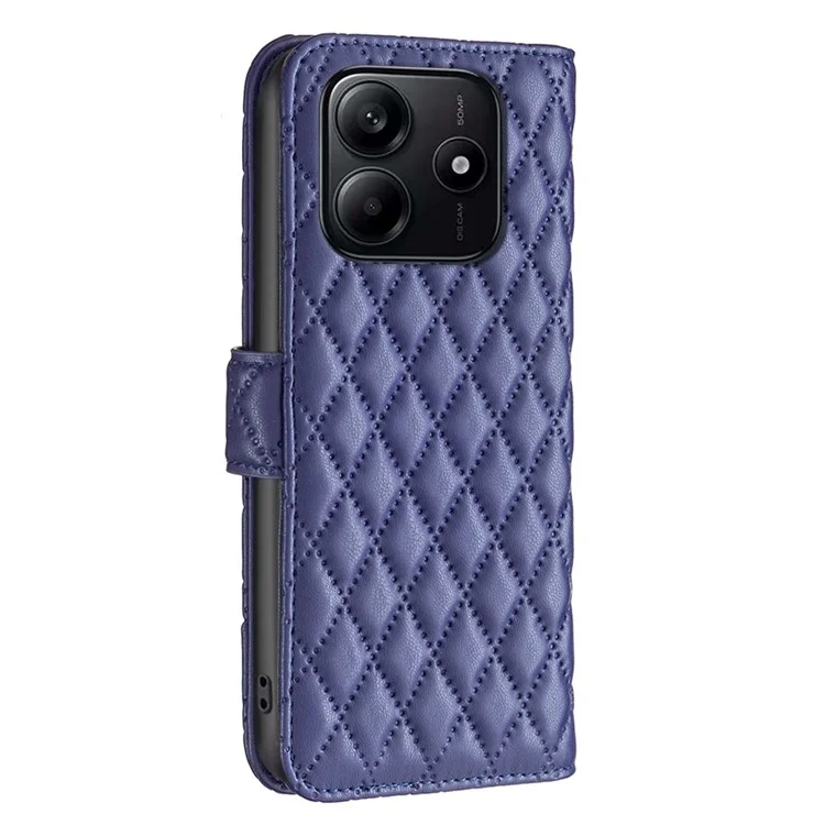 Binfen Color BF Style-14 Pour Xiaomi Redmi Note 14 5G Case Rhombus Téléphone de Couverture en Cuir - Bleu