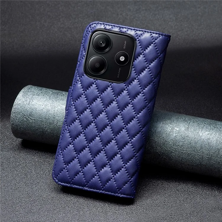 Binfen Color BF Style-14 Pour Xiaomi Redmi Note 14 5G Case Rhombus Téléphone de Couverture en Cuir - Bleu