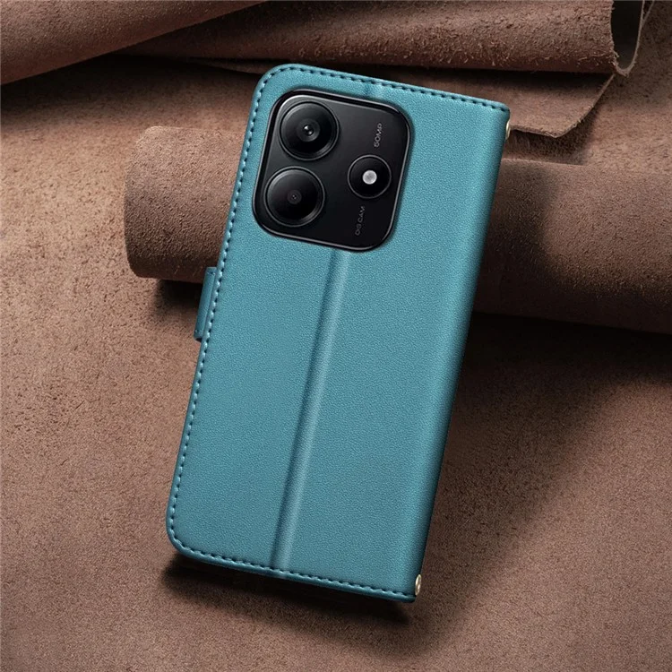 BINFEN COLOR for Xiaomi Redmi Note 14 5G Leather Case Wallet Square Grid Phone Cover - Green