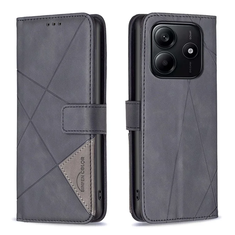 Binfen Color BF05 Para Xiaomi Redmi Note 14 5G Case de Cuero Teléfono de la Billetera de la Billetera - Negro