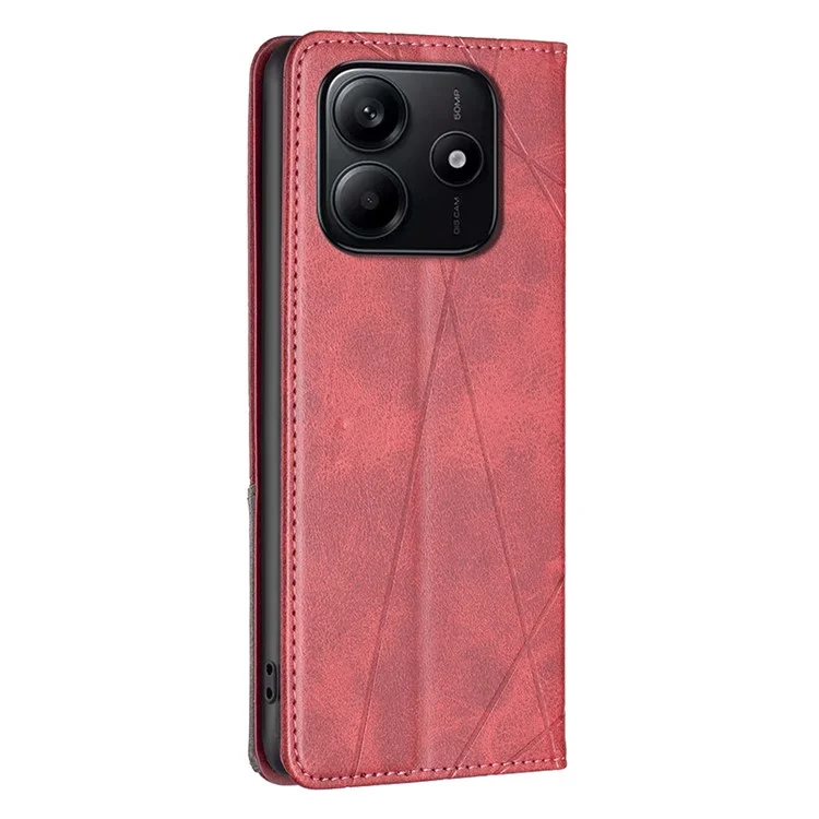 Pour Xiaomi Redmi Note 14 5G Case de Cartes de Boîtier Slots Géométrie Imprime - Rouge