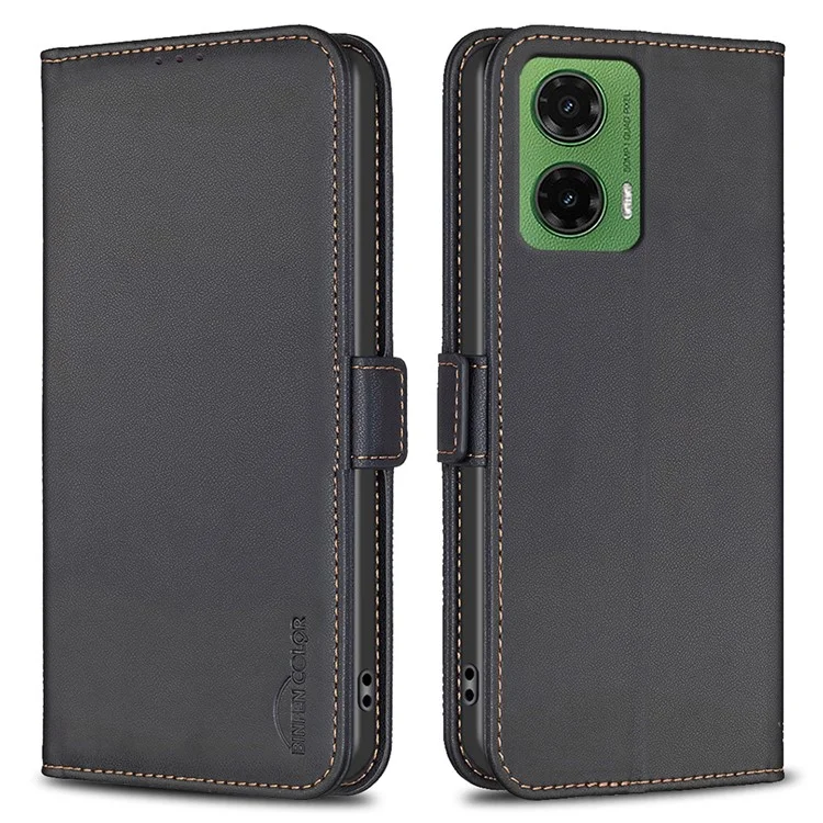 BINFEN COLOR BF31 Para Motorola Moto G35 5G Capa Flip de Couro PU Carteira de Telefone - Preto