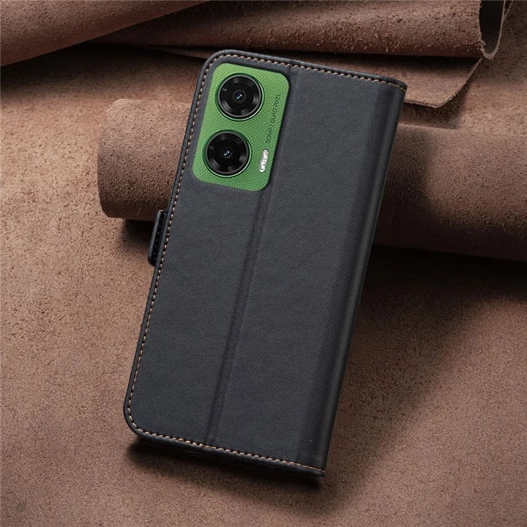 BINFEN COLOR BF31 Para Motorola Moto G35 5G Capa Flip de Couro PU Carteira de Telefone - Preto