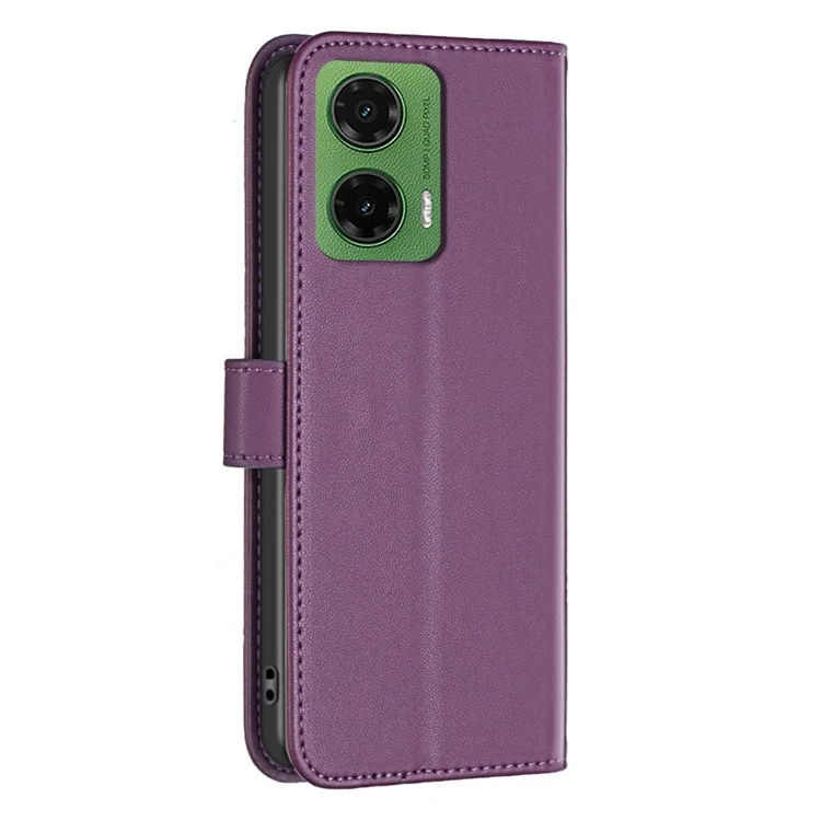 BINFEN COLOR BF17 Per Motorola Moto G35 5G Custodia Wallet Folio Flip Custodia in Pelle - Viola Scuro