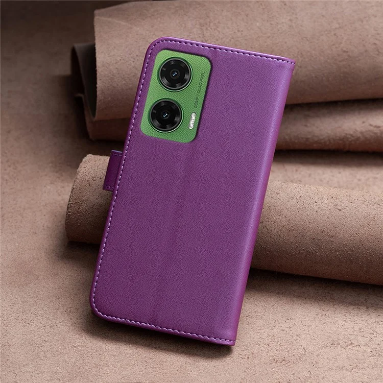 BINFEN COLOR BF17 Per Motorola Moto G35 5G Custodia Wallet Folio Flip Custodia in Pelle - Viola Scuro