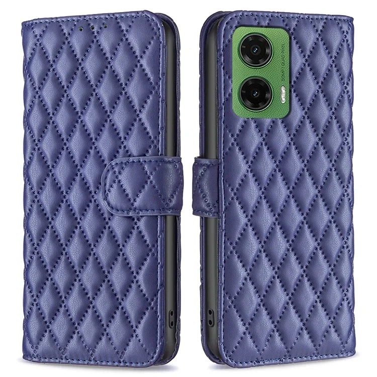 Binfen Color BF Style-14 Pour Motorola Moto G35 5G Case Rhombus Phone Telepy Cover Stand - Bleu