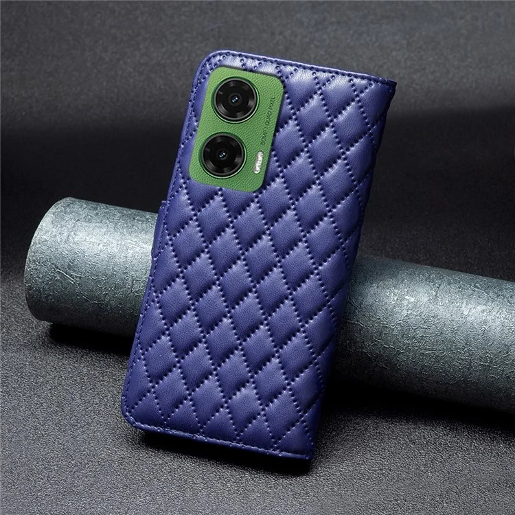 Binfen Color BF Style-14 Pour Motorola Moto G35 5G Case Rhombus Phone Telepy Cover Stand - Bleu