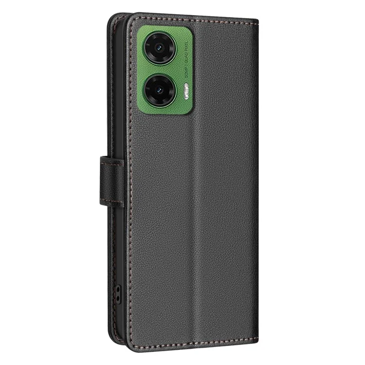 BINFEN COLOR BF32 Para Motorola Moto G35 5G Leather Case Wallet RFID Blocking Phone Cover - Preto