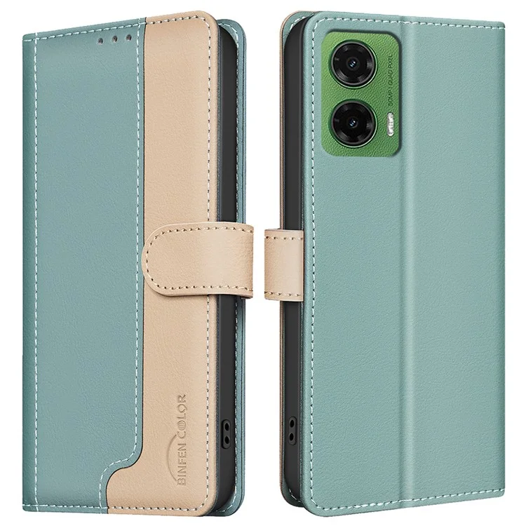 Binfen Color BF33 Case Para Motorola Moto G35 5G Case de Cuero Color Bloqueo RFID RFID - Verde