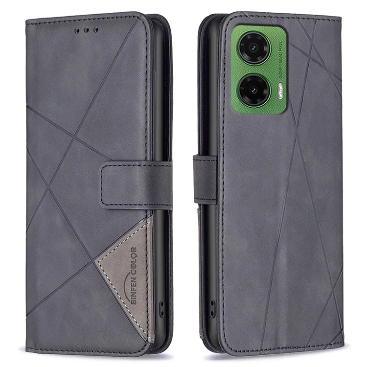 Binfen Color BF05 Pour Motorola Moto G35 5G Case Courture Tésolle Support de Couverture - Noir