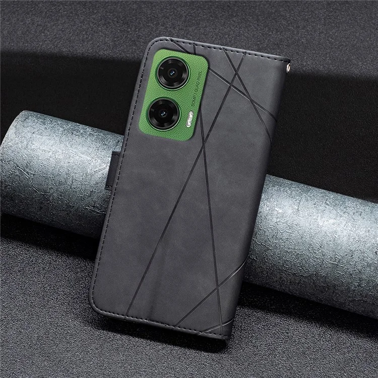 Binfen Color BF05 Pour Motorola Moto G35 5G Case Courture Tésolle Support de Couverture - Noir