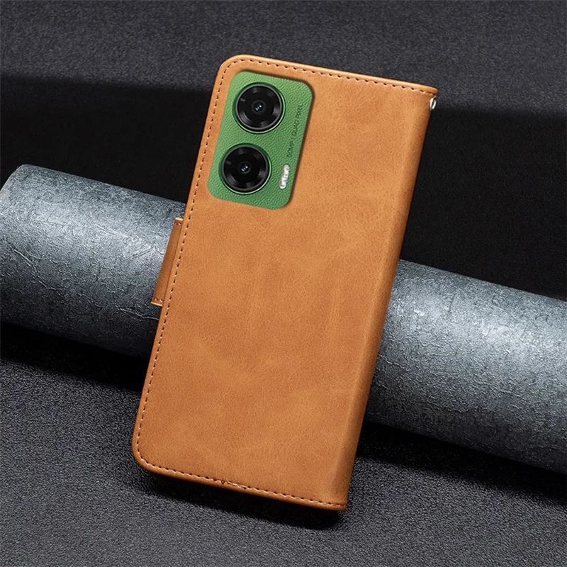 For Motorola Moto G35 5G Case Shockproof PU Leather Cover with Wallet Card Slots - Yellow
