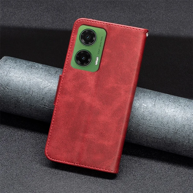 For Motorola Moto G35 5G Case Shockproof PU Leather Cover with Wallet Card Slots - Red