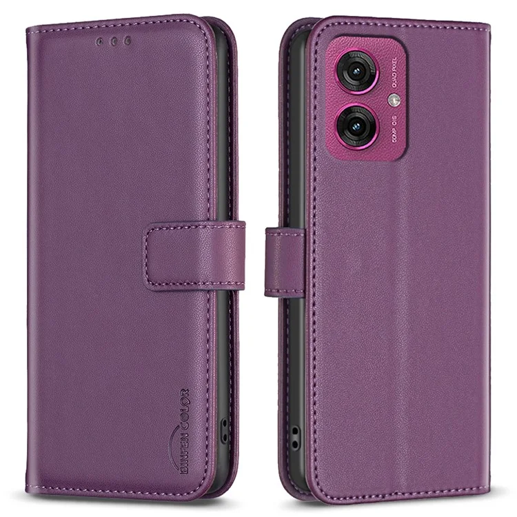 Binfen Color BF17 Для Motorola Moto G55 5G Case Wallet Flio Flip Cover Cover - Темно -фиолетовый