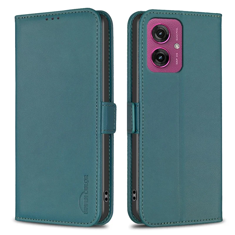 BINFEN COLOR BF31 For Motorola Moto G55 5G Case PU Leather Flip Folio Phone Wallet Cover - Green