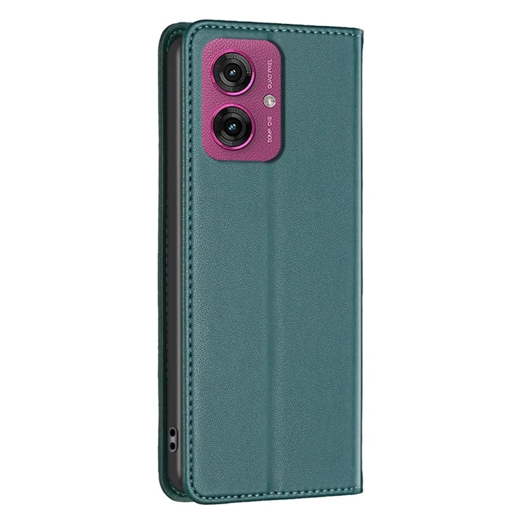BINFEN COLOR BF18 для Motorola Moto G55 5G Кожаный чехол с отделениями для карт Чехол для телефона - Зеленый