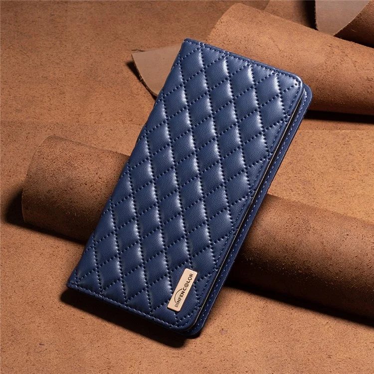 Binfen Color BF Style-16 Для Motorola Moto G55 5G Case Slots Slots Rombus Кожа - Синий
