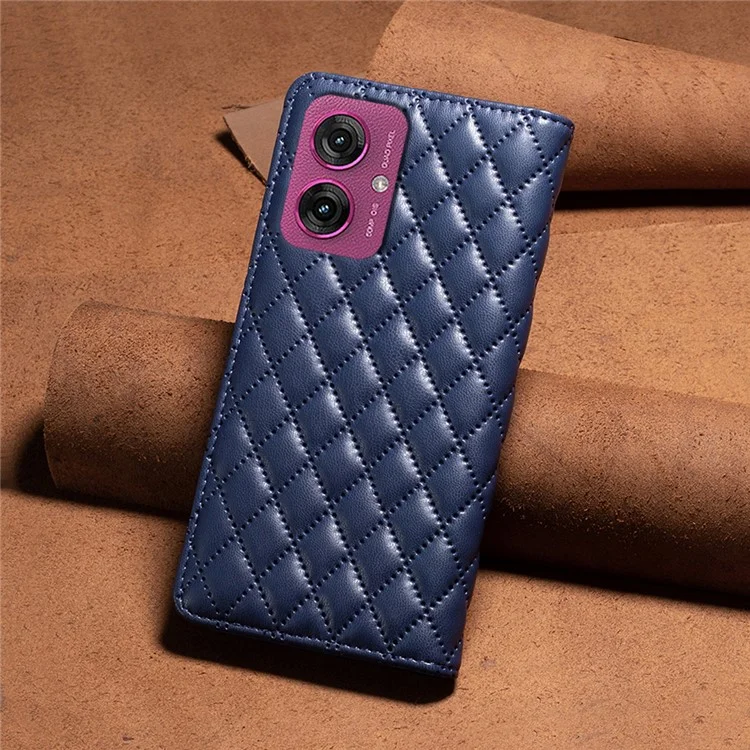 Binfen Color BF Style-16 Для Motorola Moto G55 5G Case Slots Slots Rombus Кожа - Синий