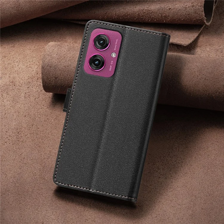 BINFEN COLOR BF32 Para Motorola Moto G55 5G Capa de Couro Carteira Bloqueio RFID Capa de Telefone - Preto