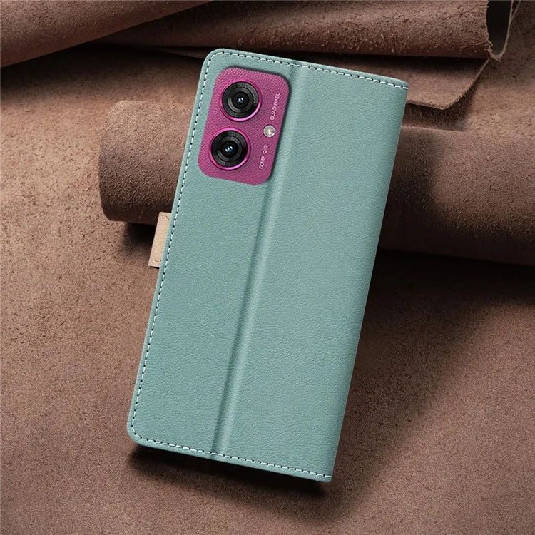Binfen Color BF33 Корпус Для Motorola Moto G55 5G Кожаный Корпус Сплайсинг Цвет RFID Блокировка - Зеленый