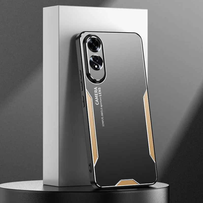 For Oppo A60 4G Phone Case Aluminium Alloy TPU PC Back Cover - Gold