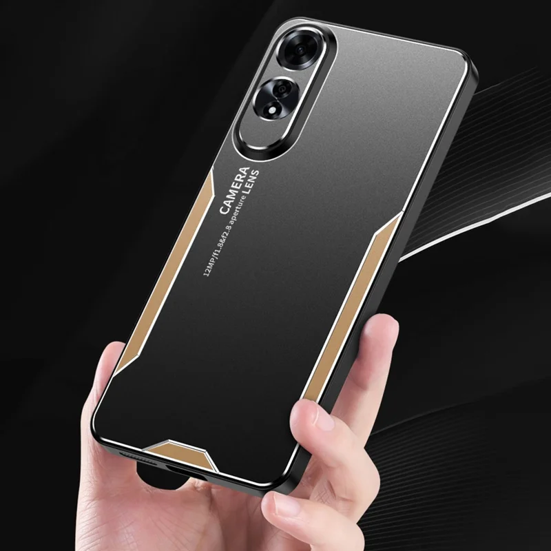 For Oppo A60 4G Phone Case Aluminium Alloy TPU PC Back Cover - Gold