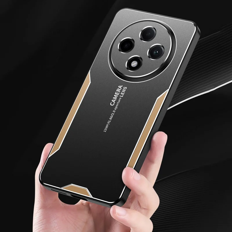 For Xiaomi Poco C75 4G / Redmi 14R 5G / 14C 4G Phone Case Aluminium Alloy TPU PC Back Cover - Gold