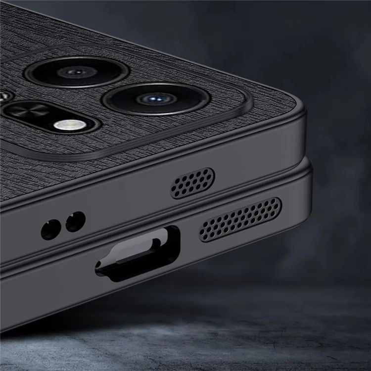 Pour L'honneur Play 9t Case Texture en Bois pu en Cuir Revêtu pc + Tpu Téléphone Couverture - Noir